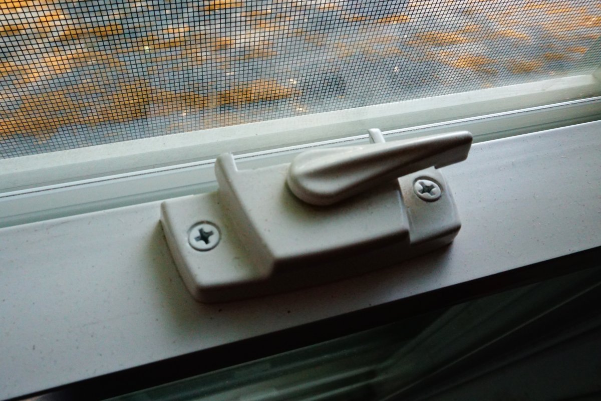 Close up of window lock
