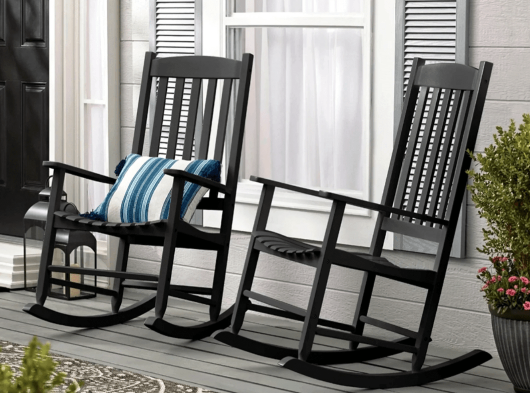 Mainstays Outdoor Wood Porch Rocking Chairs for $88 during walmart clearance