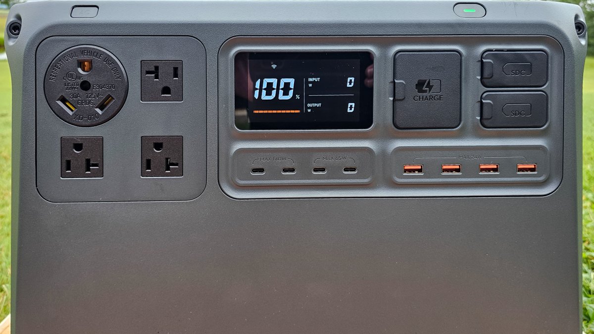 Control panel on the DJI Power 2000 Portable Power Station