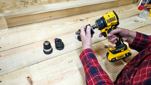 Action shot -- changing heads on the DeWalt multi-head dril