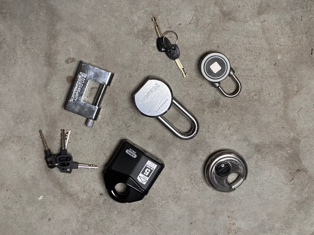 Best Padlock Options laid out on a table