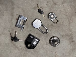 Best Padlock Options laid out on a table