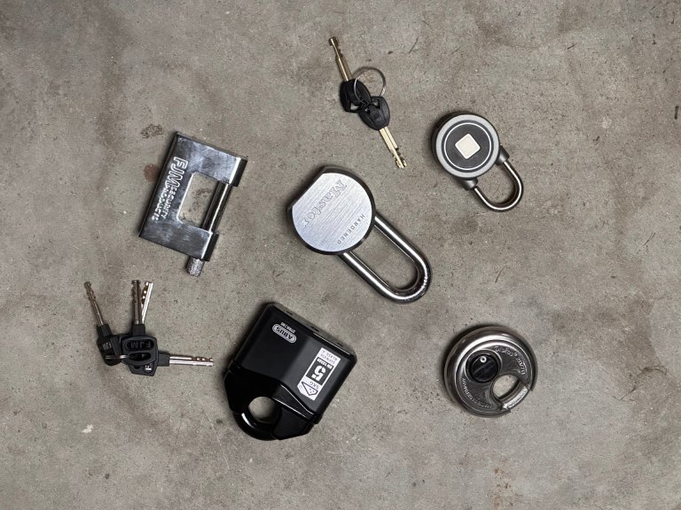 Best Padlock Options laid out on a table