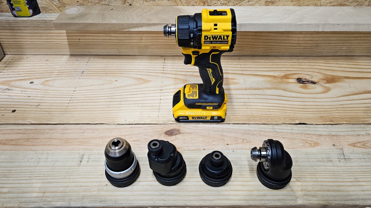 DeWalt multi-head drill with incuded heads