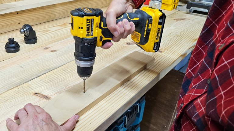 Drilling with the DeWalt multi-head drill