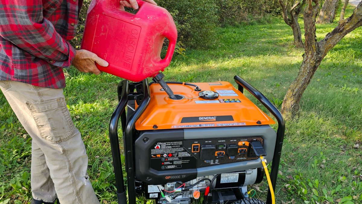 Filling the Generac tank with gasoline