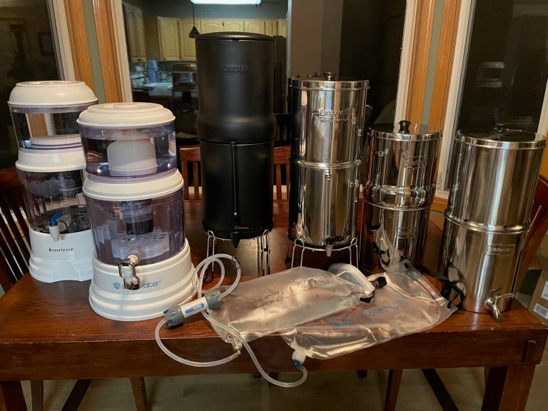 Gravity water filters group