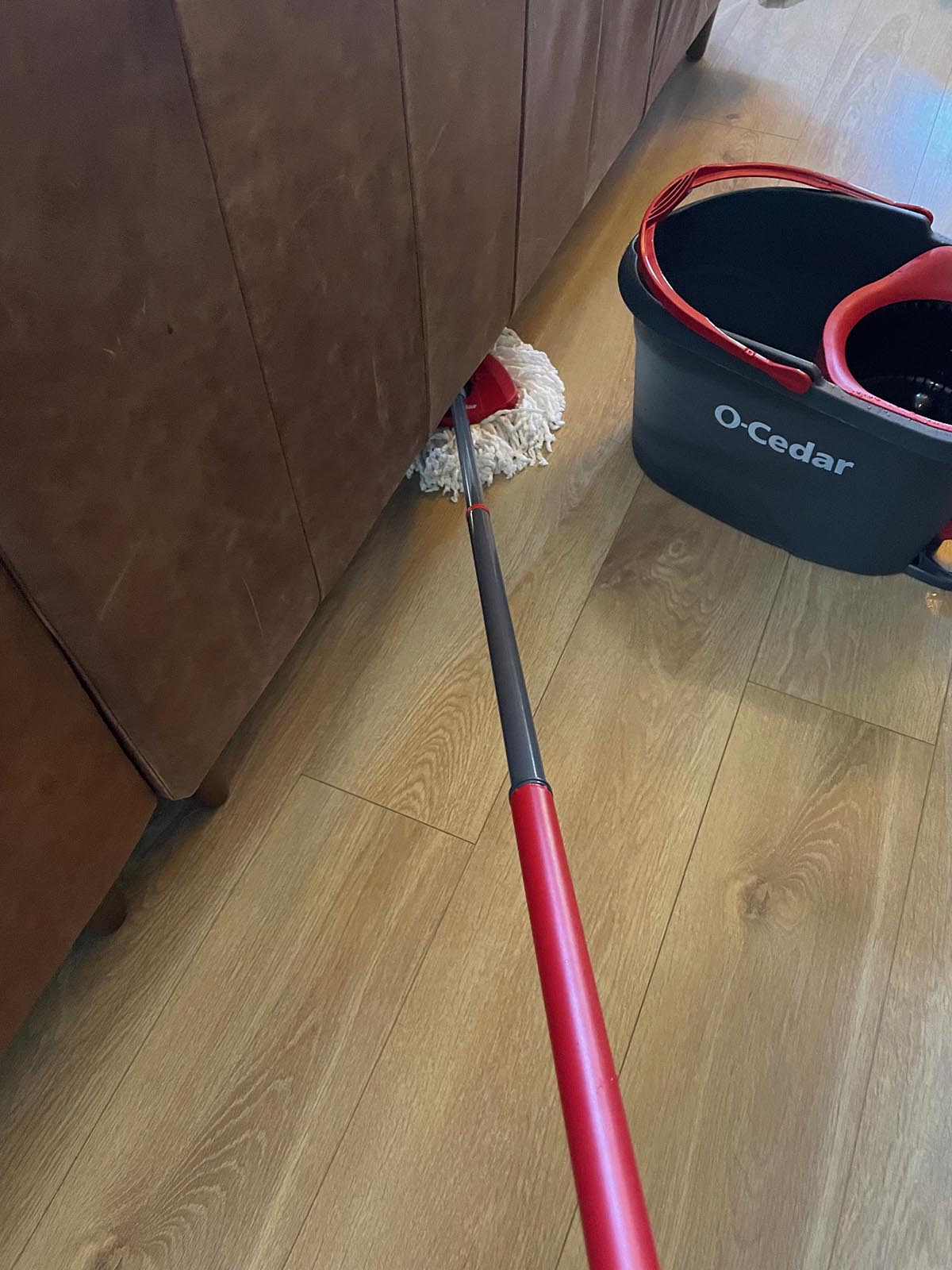 O-Cedar EasyWring spin mop during use
