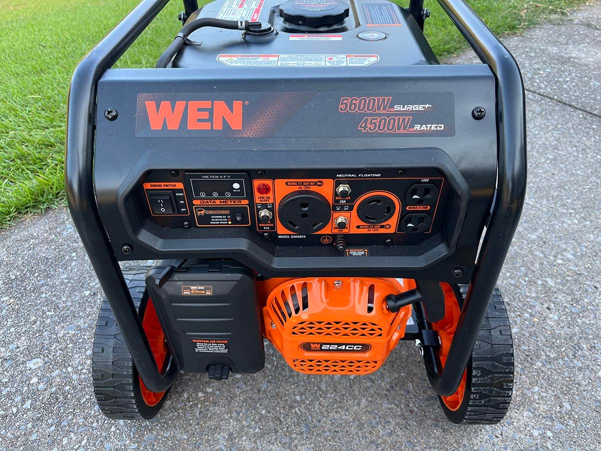 Wen portable generator panel and controls 2