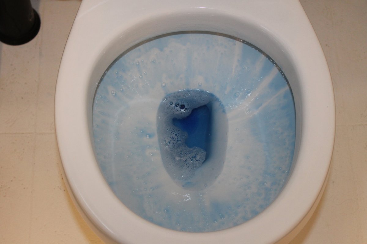 toilet coated in Lysol Power toilet bowl cleaner
