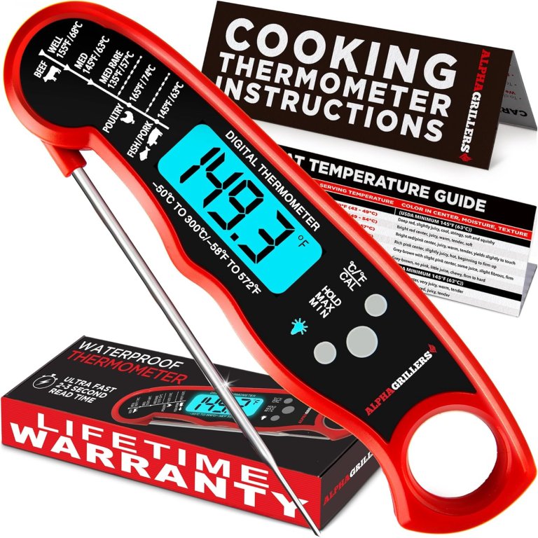 Alpha Grillers Instant-Read Meat Thermometer on a white background