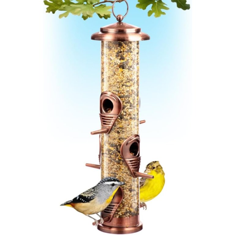 Gray Bunny Brushed Copper Bird Feeder