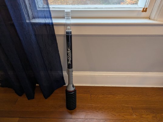 BugZooka standing near window, waiting to be used to trap pests