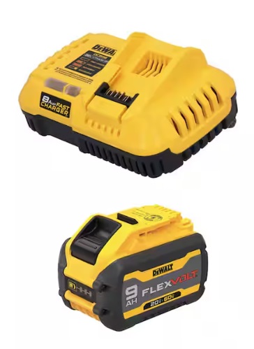 DeWalt Flexi Volt 9Ah Charger Set on a white background