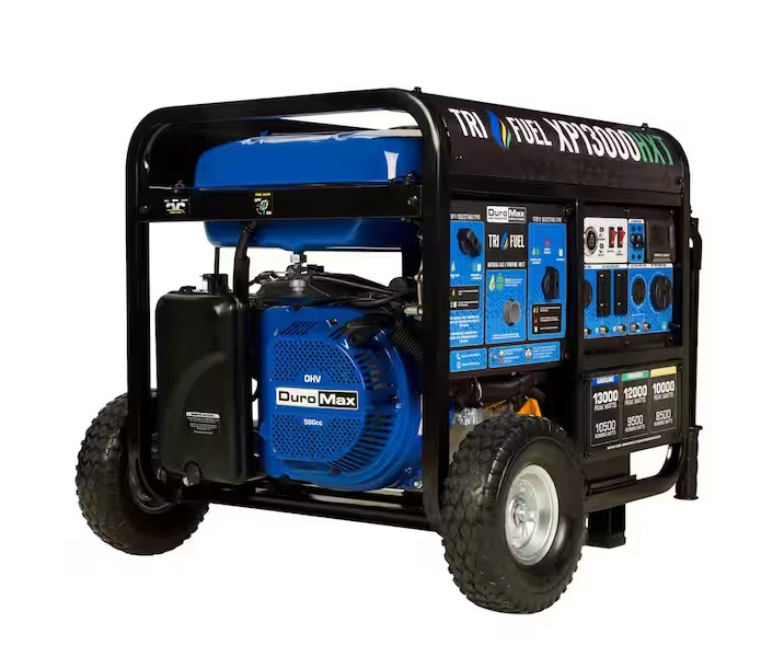Duromax 13,000W Tri-Fuel Portable Generator on a white background