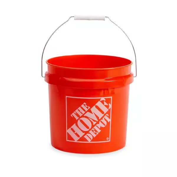 Orange 2-gallon bucket from The Home Depot on a white background.
