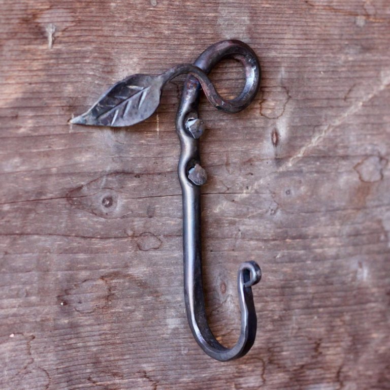 Leaf Hook Blacksmith Hand Forged Coat Hook - WicksForge