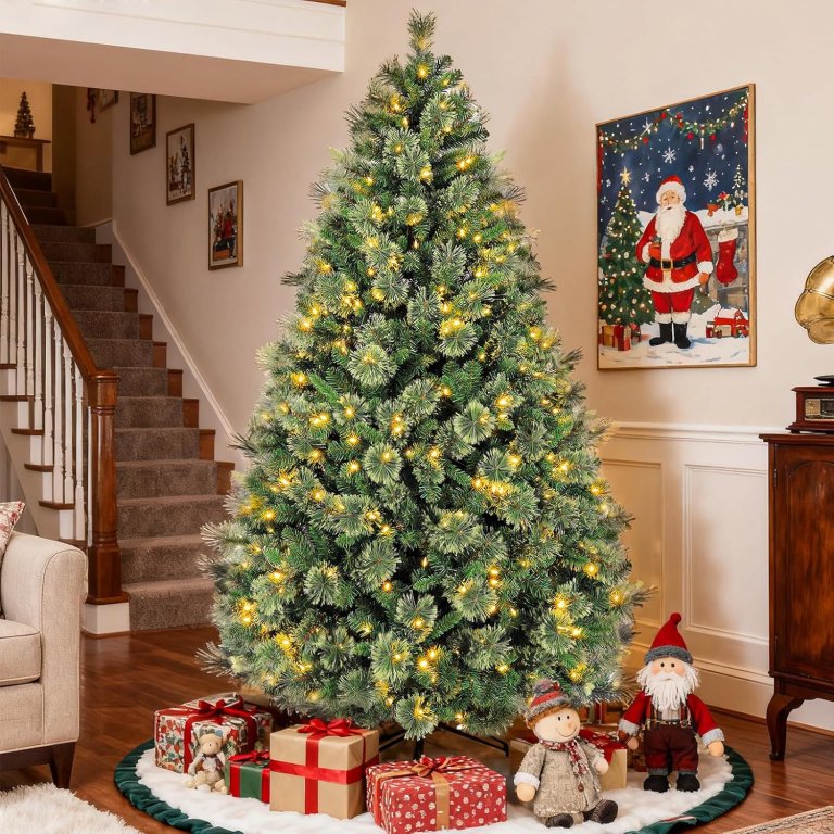 Our Favorite Christmas Trees on Amazon Hykolity Pre-lit Christmas Tree