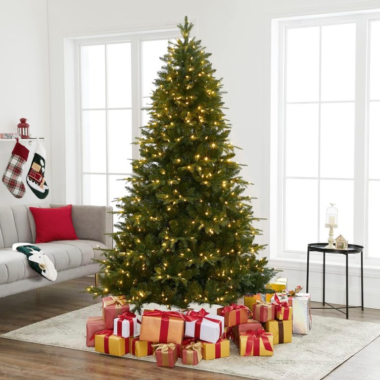 Our Favorite Christmas Trees on Amazon Naomi Home Pre-lit Fir Tree