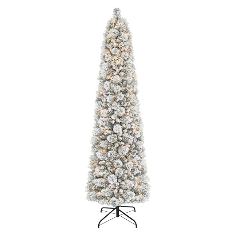 Our Favorite Christmas Trees on Amazon Puleo International Flocked Portland Pine Pencil Tree