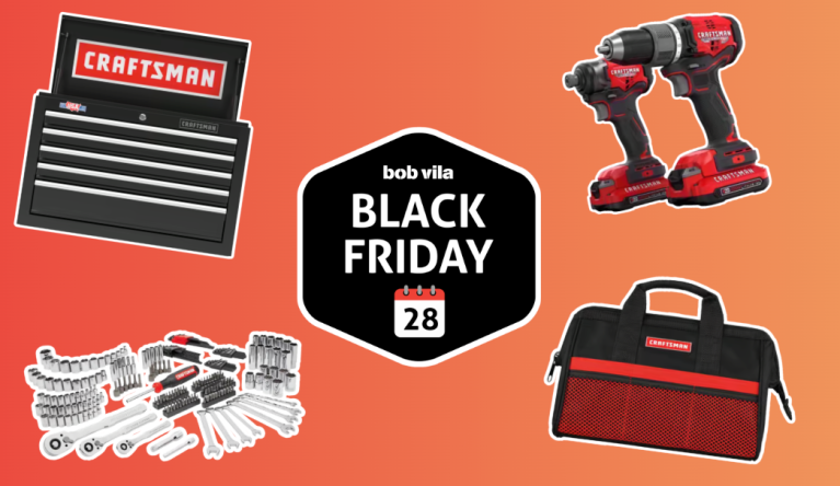 Craftsman tools on orange and red background