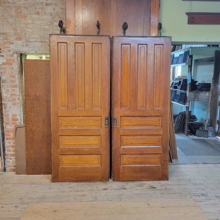 Set of Antique Pine Pocket Doors - PeoriaArchSalvage