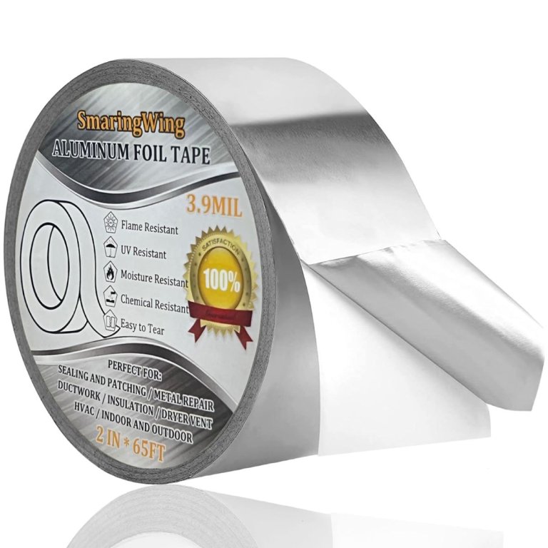 Aluminum Foil Duct Tape Heavy Duty Waterproof, Premium Silver Metal HVAC Heat Tapes (2"*65Feet,3.9mil), High Temperature, Dryer Vent Insulation Tape for Ductwork, Ducting, Sealing, Patching, Furnace