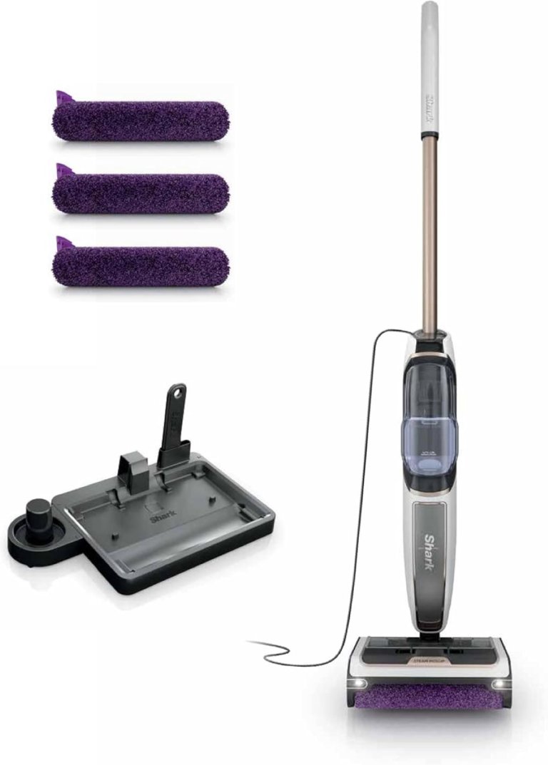Shark Steam Pickup 3-in-1 Steam Mop (Renewed) unit and parts on white background