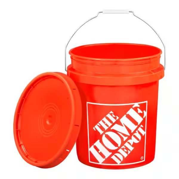 Orange bucket from The Home Depot.