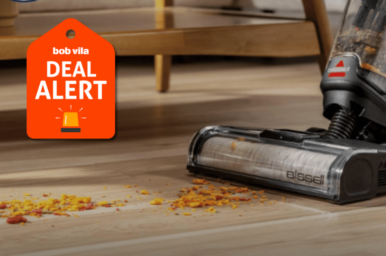 Bissell vacuum cleaning crumbs.