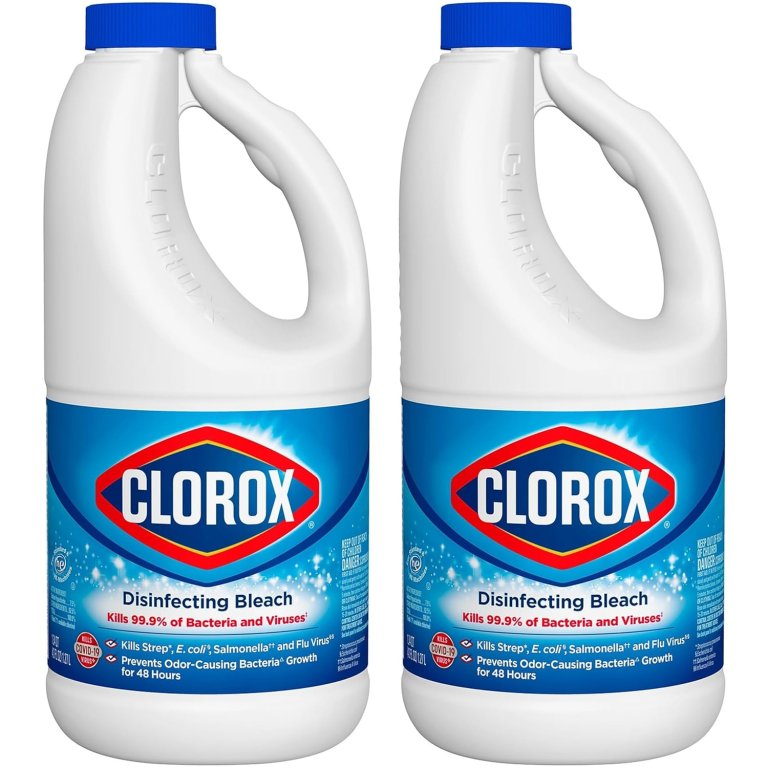 Two bottles of Clorox Bleach Cleaner on a white background