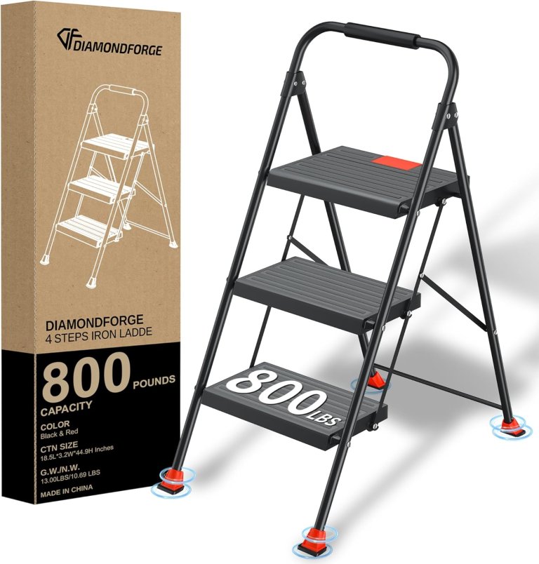 DIAMONDFORGE Step Ladder folded out with box next to it