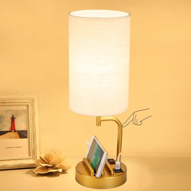 Dreamholder Touch Control USB Table Lamp sitting on a table next to a framed photo