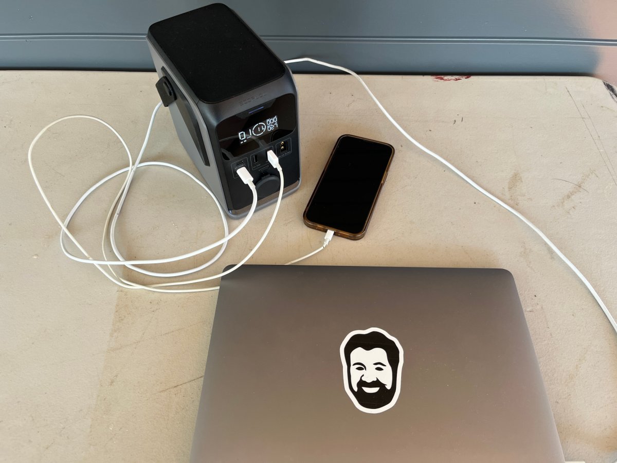 EcoFlow Trail 300 connected to a laptop