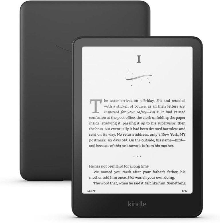 Kindle Paperwhite back and front on a white background