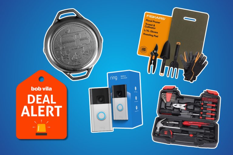 Last Minute Homeowner Gifts on Amazon include a camping pan, gardening tool set, video doorbell, and toolkit