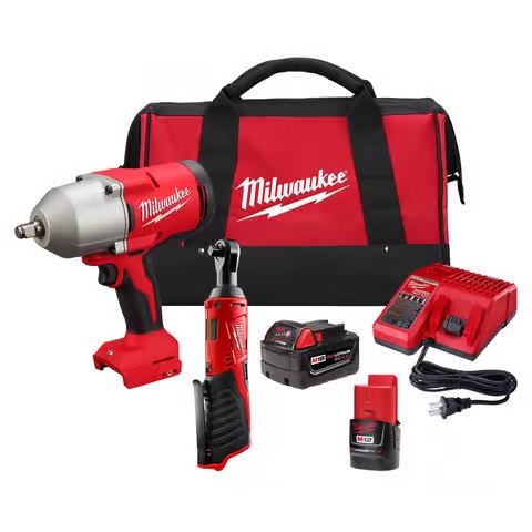 Milwaukee 1/2" High-Torque Impact Wrench Kit on a white background