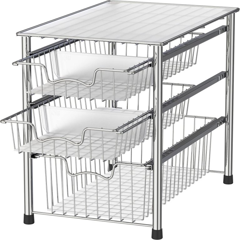 Simple Houseware Stackable 3 Tier Sliding Basket Organizer Drawer