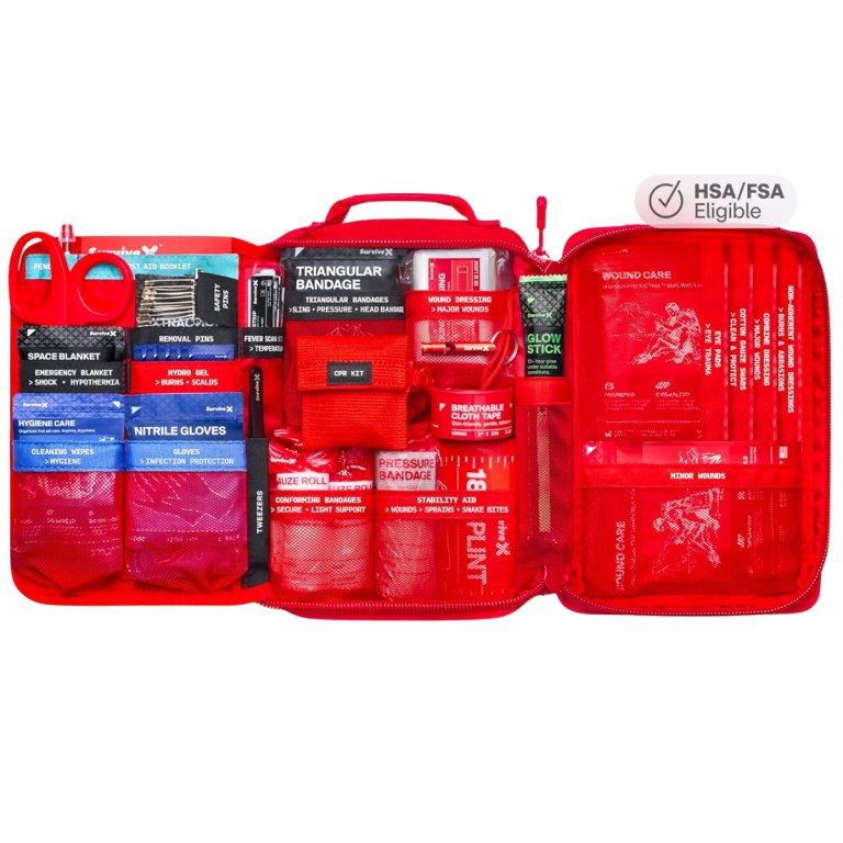 SurviveX Large First Aid Kit open to display contents