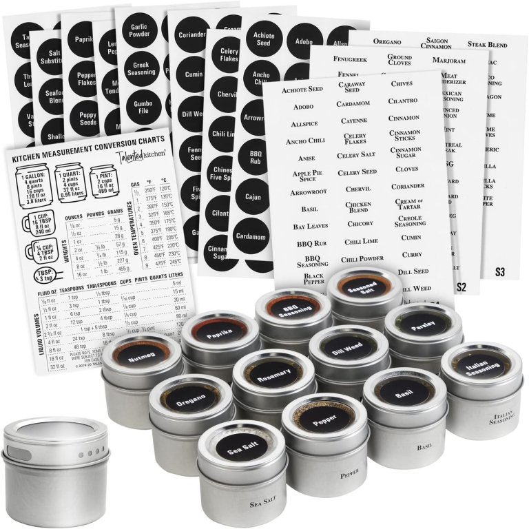Talented Kitchen Magnetic Spice Jars and labels