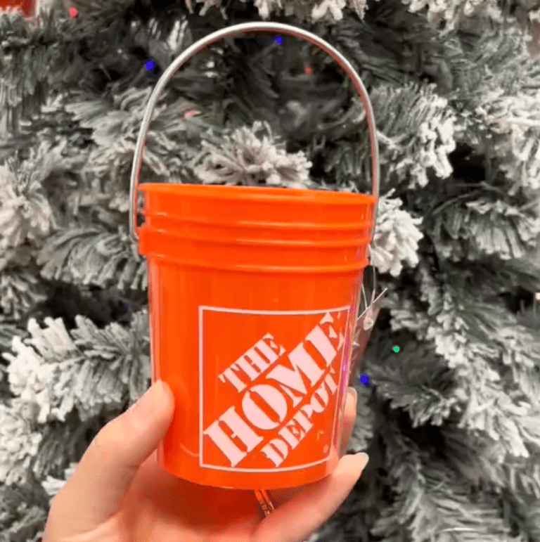 The Home Depot Mini Bucket in stores as tree ornament