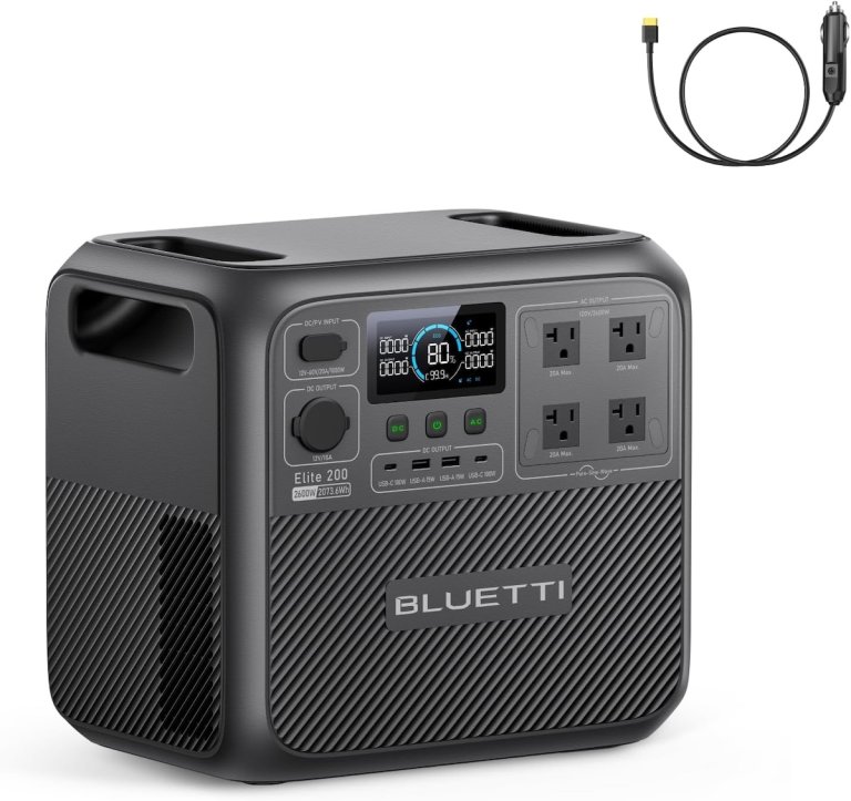 Bluetti Elite 200 power station on a white background.