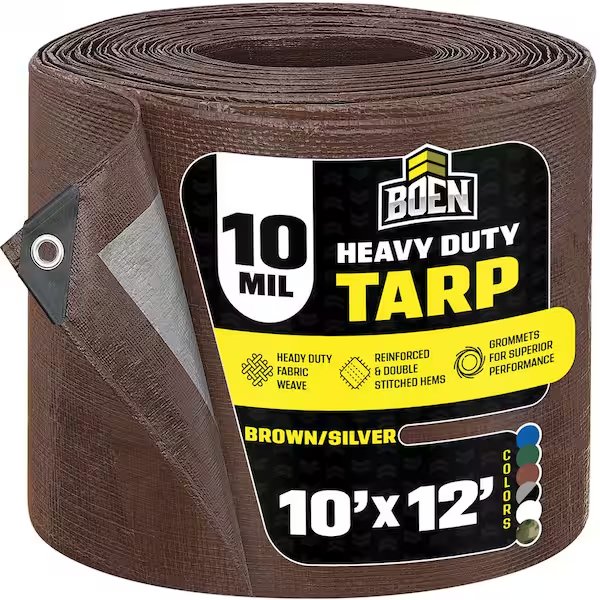 A brown tarp rolled up.