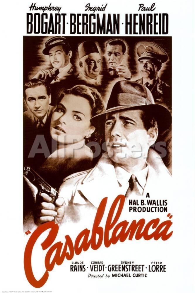 Movie poster of Casablanca movie with logo.