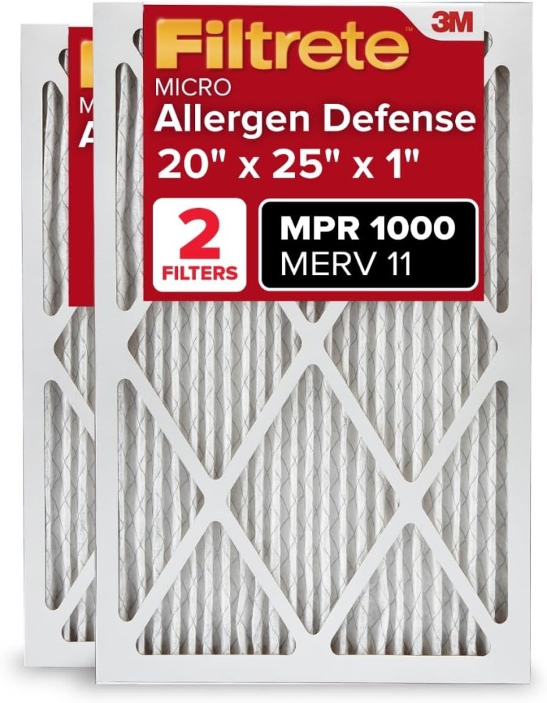 Filtrete MicroAllergen Defense MERV 11 filter on a white background.