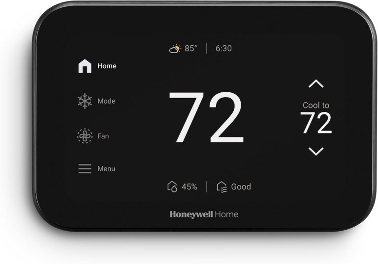 Honeywell Home X8S WiFi Smart Thermostat oon a white background.