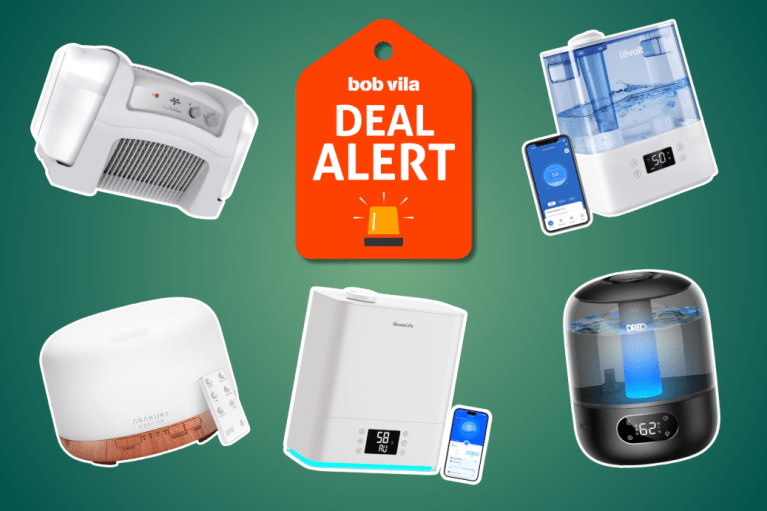 5 humidifiers on green background