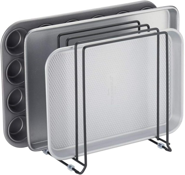 mDesign Pot Lid and Pan Rack with sheet pans