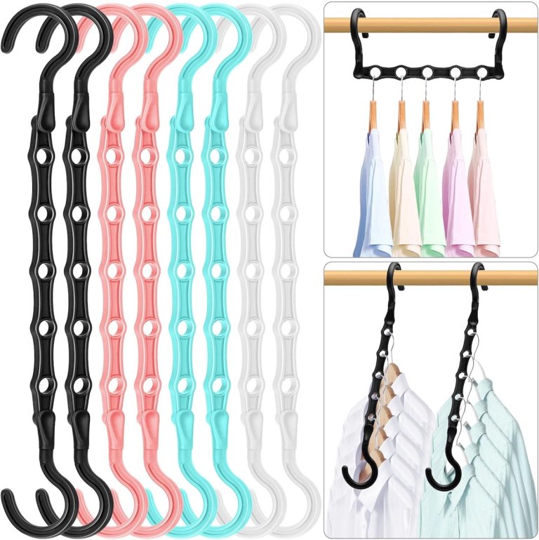 MSHALADE space saving hangers 8 pack on a white background.