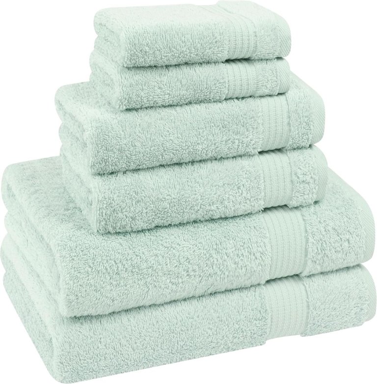 Cotton Paradise 6 Piece Towel Set, 12 Bath Towels, 2 Hand Towels, 2 Washcloths, Mint color on white background
